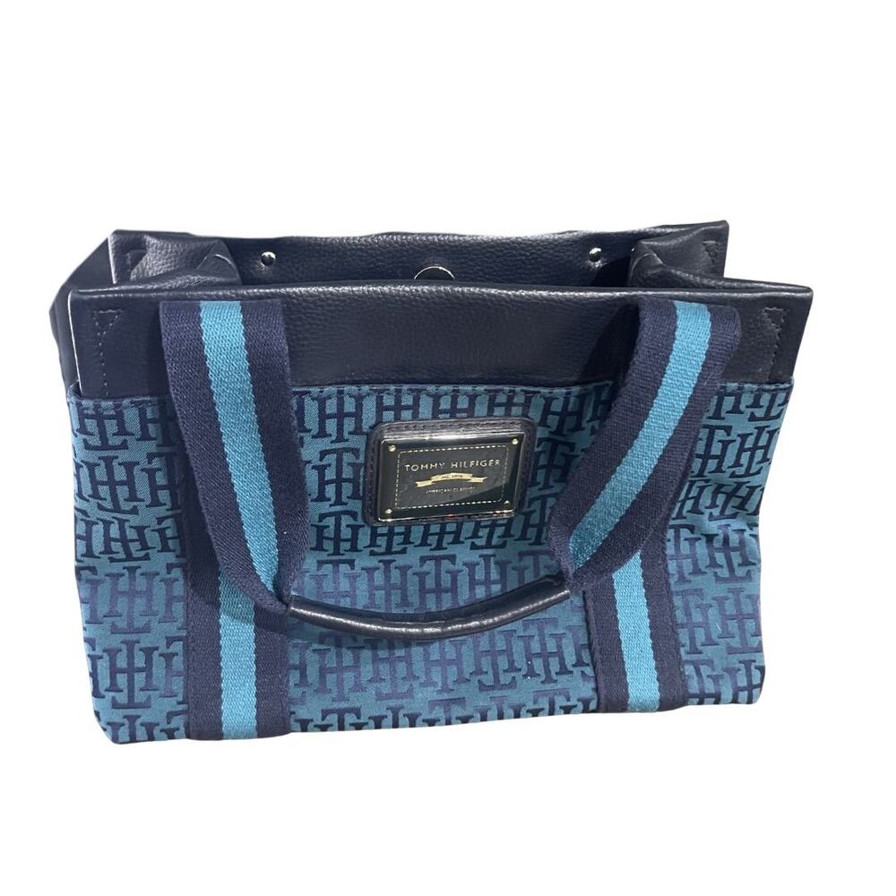 Tommy Hilfiger Monogram Canvas Mini Tote Bag Vintage Y2K Classic Nautical